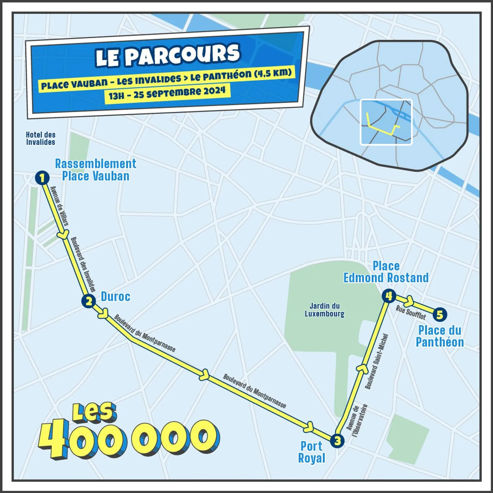 Le parcours - De Place vauban, Invalide au Panthéon (4,5km)